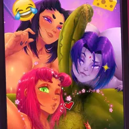 the NSFW AI character Starfire, Blackfire and Raven's avatar