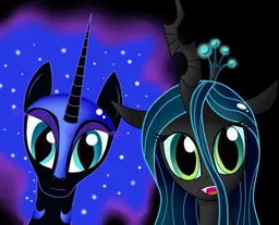 the NSFW AI character Nightmare Moon and Queen Chrysalis's avatar